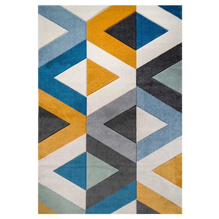 Corrigan Studio Radstock Power Loom Blue/Grey/Orange Rug Wayfair.co.uk